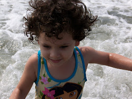 Olivia, 3, at the beach...