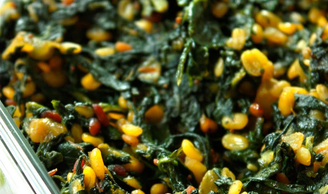 Sreelus Tasty Travels Spinach Fry with Moong Dal