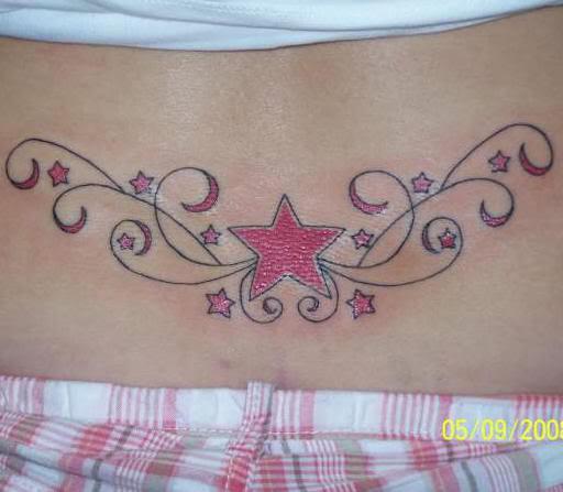 tattoos of stars on back. To personalize your star tattoo, you can choose different colors of ink.