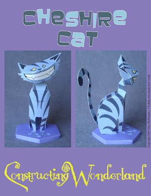 Papercraft imprimible y armable del personaje de Disney, Cheshire Cat. Manualidades a Raudales.
