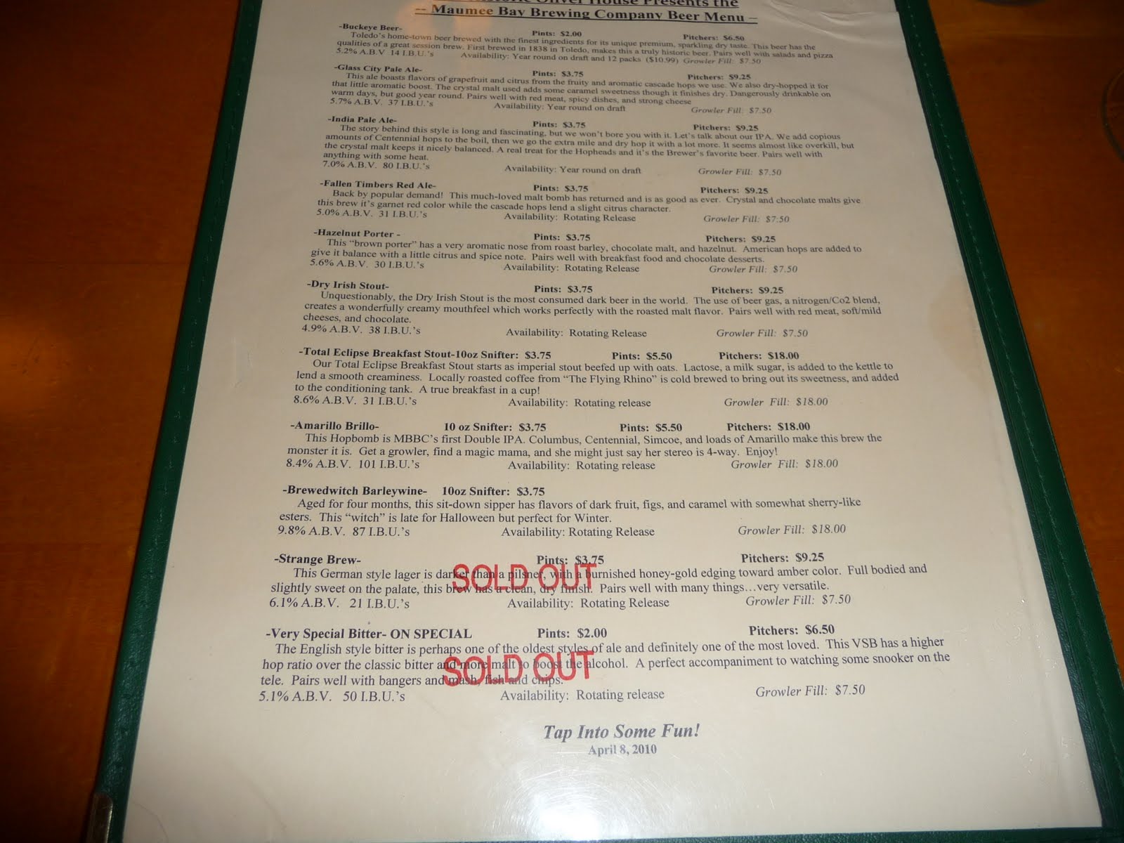 Beer Menu