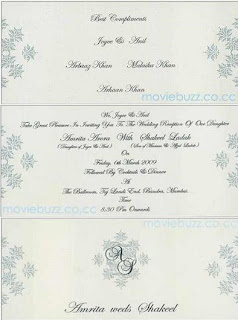 Amrita arora's wedding Card