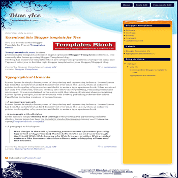 free blogger template convert wordpress theme to blogger Blue Ace blogger template