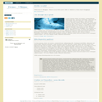 Ultima free blogger template convert from wordpress theme to blogger with 2 column blogger template