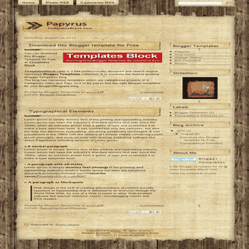Papyrus free blogger template converted from wordpress theme to blogger with 2 column blogger template