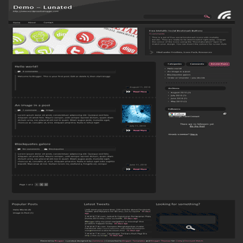 Lunated free blogger template convert from wordpress theme to blogger with content slideshow template and 3 column footer blogger template