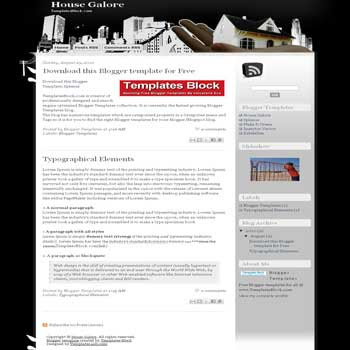 free House Galore blogger template converted from wordpress theme to blogger with 2 column blogger template