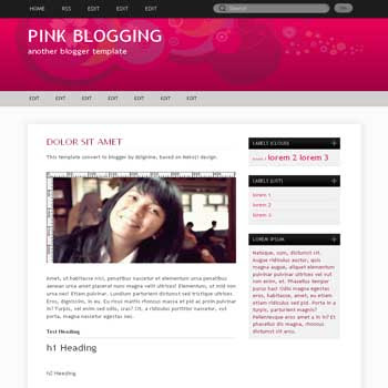 Pink Blogging (V2) blogger template with nice background template