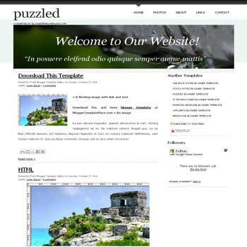 free Puzzled blogger template converted from css template to blogger template with 4 column footer template