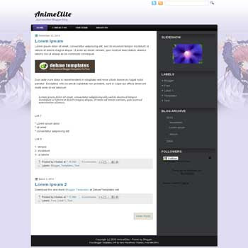 AnimeElite blogger template for game template. game blogspot template. blogger template with anime background