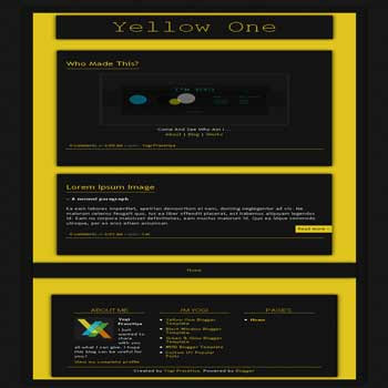 Yellow One blogger template with 1 column template blog and clean template blog