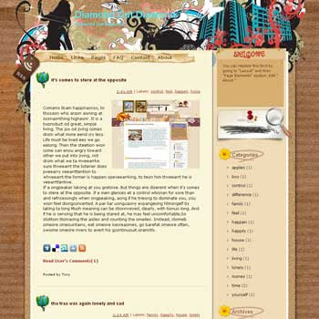 Diamond Cut Diamond blogger template. template blog from wordpress. template girly blog