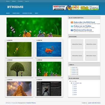BTheme blogger template. image slideshow template blog for blogspot template. photography template blog