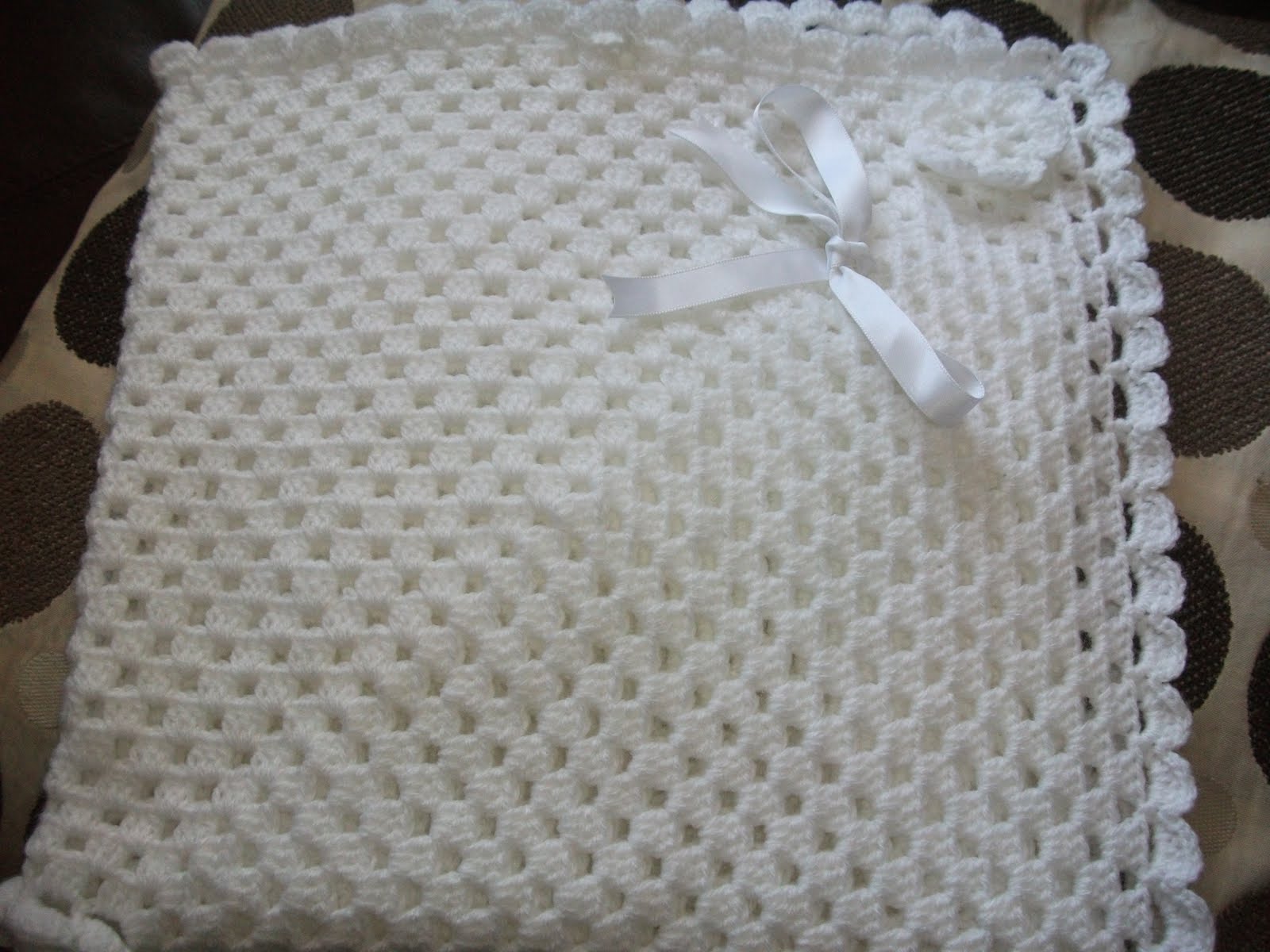 Helen's Colourful Crochet Blankets Pure white baby blanket just