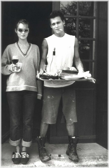 Kate Moss and Johnny Depp. First impressions: Kate Moss (main picture) wore