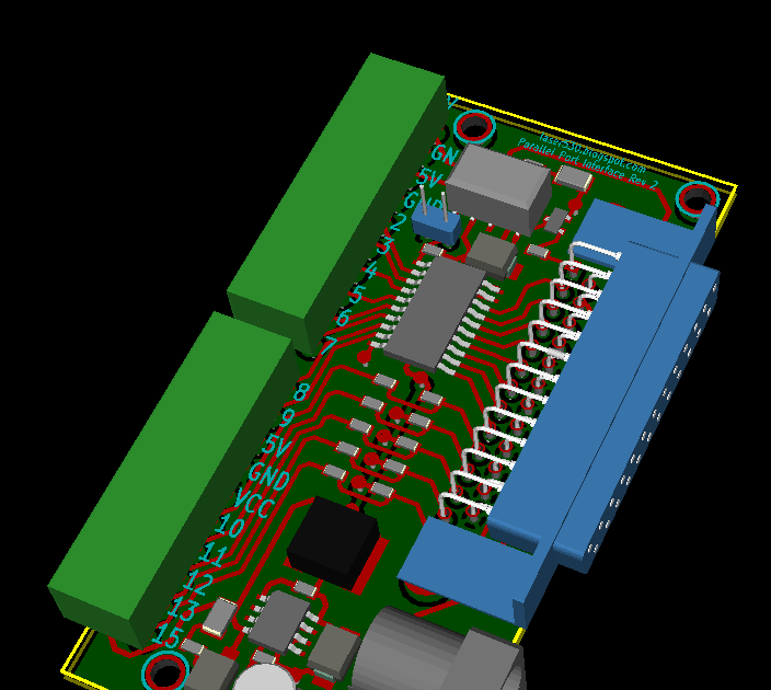 Laser 530 Parallel Port Interface PCB rev 2