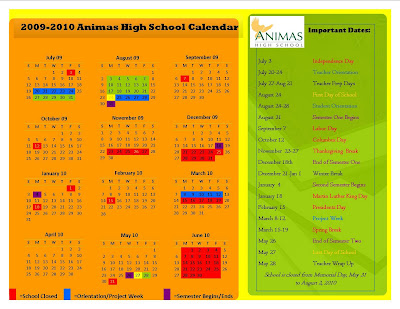 School Calendars on Animas High School  2009 2010 Ahs School Calendar