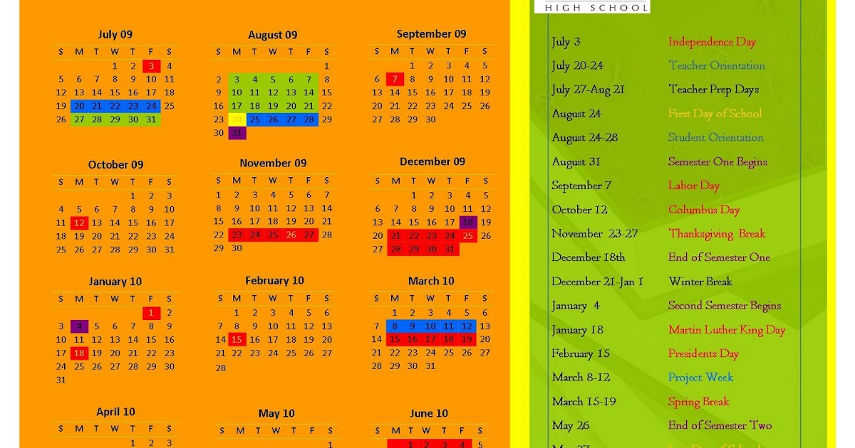 Animas High School 20092010 AHS School Calendar