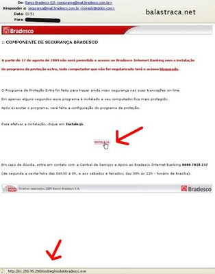 bradesco, golpe, email, virus