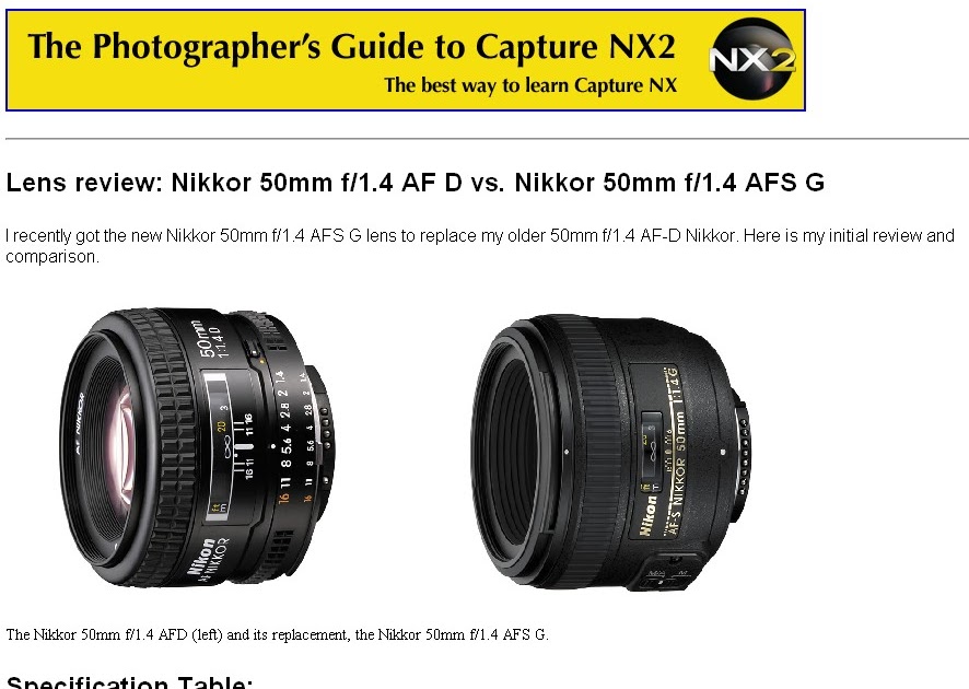 Nikon D40/D40x/D60 Photog Lens review Nikkor 50mm f/1.4 AF D vs