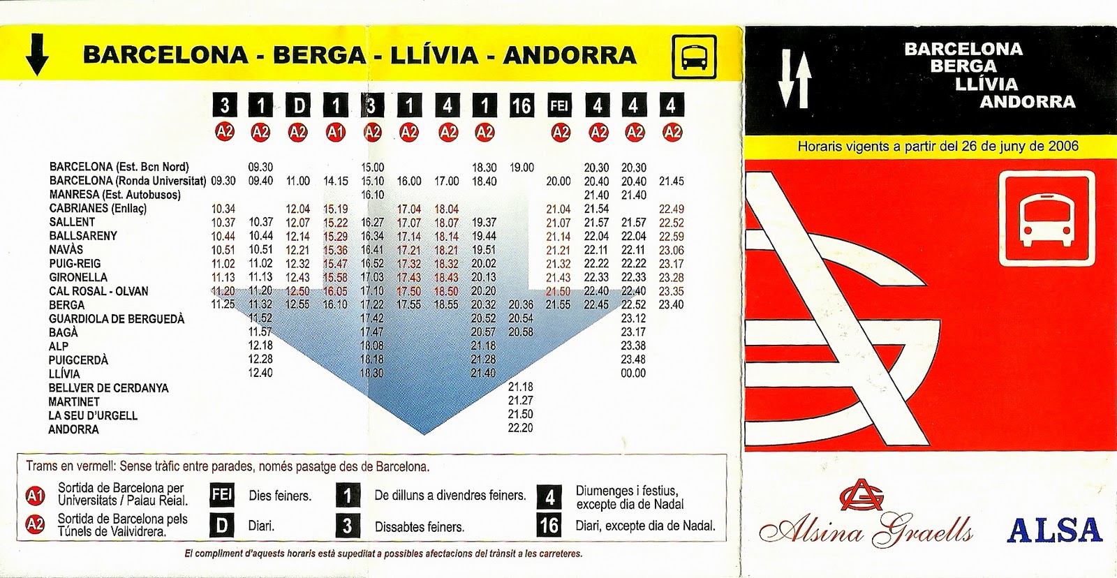 The traveler's drawer ALSINA GRAELLS / ALSA. Barcelona Berga