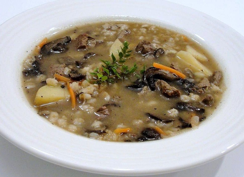 There's always thyme to cook... Roasted Beef, Barley and Mushroom Soup...