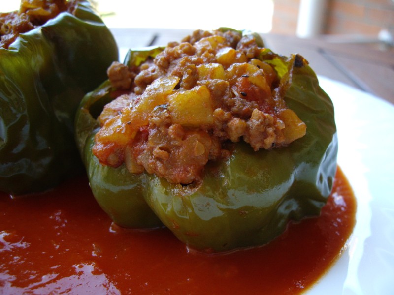 Pimientos Verdes Rellenos De Carne De La Abuela MIS RECETAS DE COCINA: PIMIENTOS VERDES RELLENOS DE CARNE