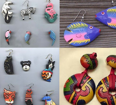 painted wooden earrings