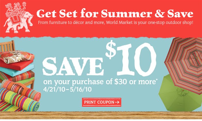 World market coupons $10 off $30