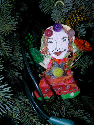 trimming the tree, collage voodoo doll ornament