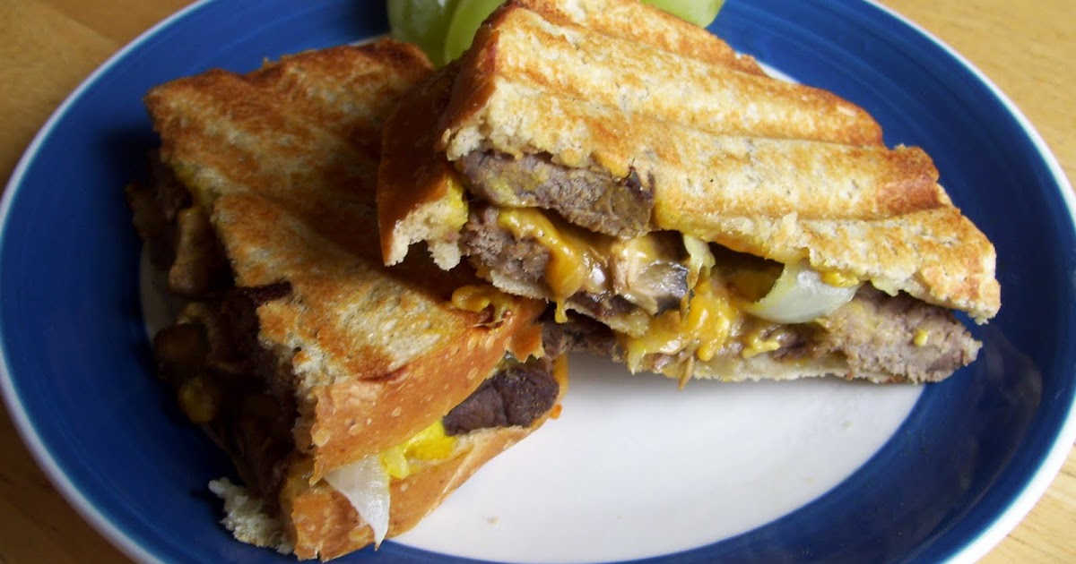 Cooking Creation Steak, Caramelized Onion, Mushroom and Cheddar Panini