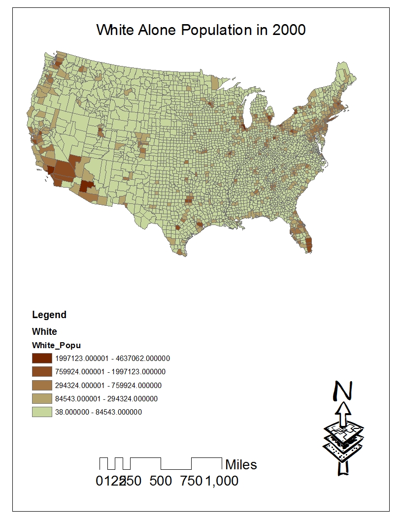 this map depicts the population of whites in the continental united states like the other two maps above los angeles stands out but not as the highest this map depicts the population of whites in the continental united states like the other two maps above los angeles stands out but not as the highest