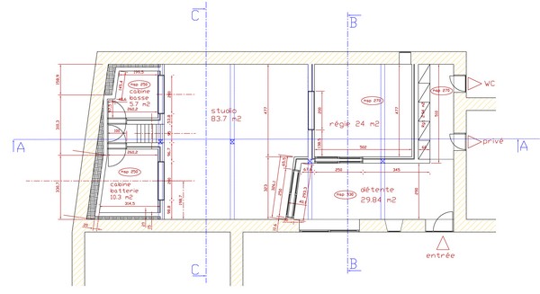 Les plans du studio d'enregistrement