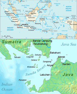 Map of Sunda strait krakatoa island