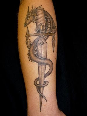 Tattoos on Buddhists (& non-Buddhists alike) Dragon sword tattoo picture.