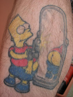 Bart Simpson from the Simpsons tv show moon tattoo.