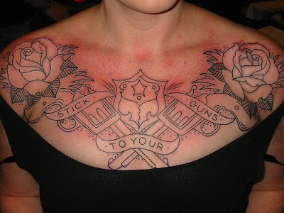 guns and roses tattoos. Guns and roses chest tattoo