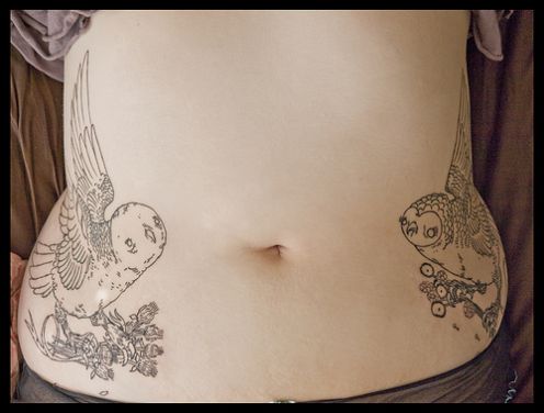 girl tattoos on lower hip. moon stars tattoos hip tattoo