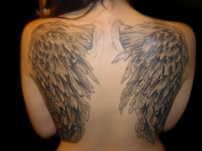 Tattoos Of Wings On The Back. angel wings back tattoo.