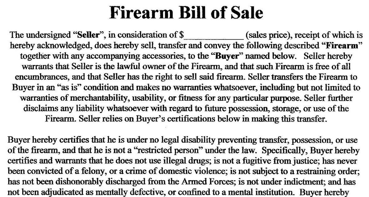 bill of sale firearm