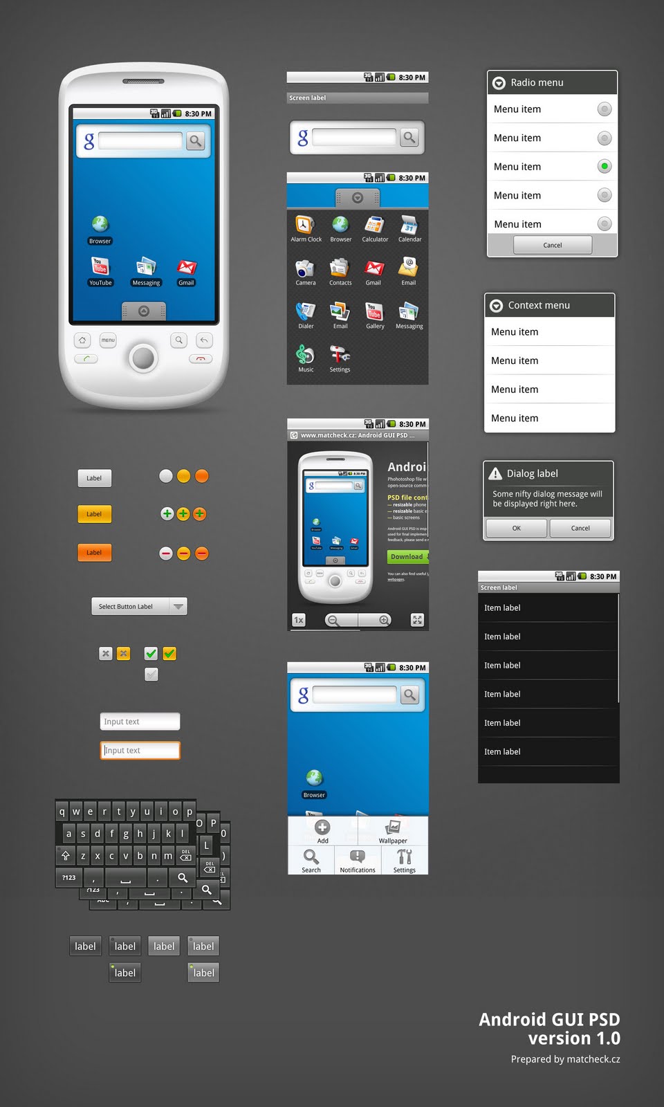 Android interface elements in PSD