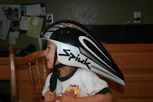 Lucas sporting my helmet