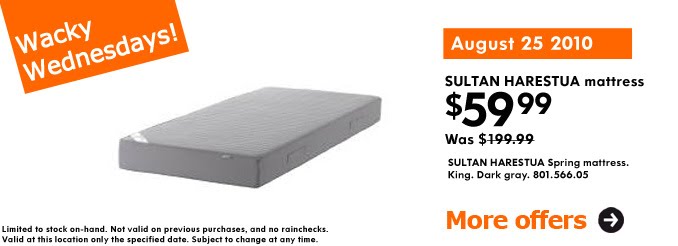 Canadian Daily Deals Ikea Wacky Wednesday Deals Valid Only