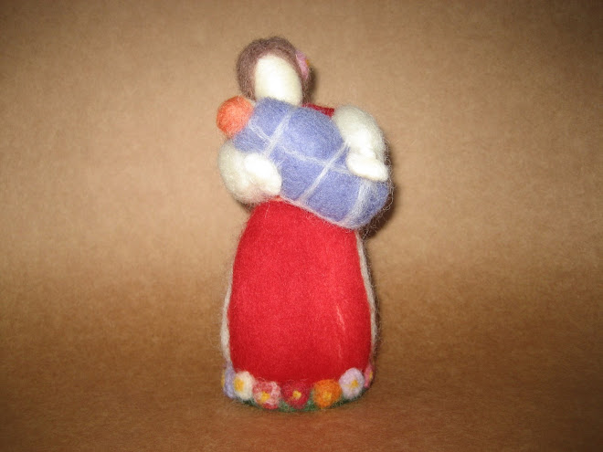 Decoração para mesa "Mamãe & Bebê", em lã cardada.