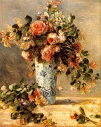 Renoir - Roses et jasmin dans le vase de Delft