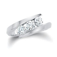 18K White Gold 3 Stone Channel Set Round Diamond Promise Ring (1/2 cttw, H-I, SI)