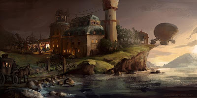 Strange Island - steampunk art by Alex Broeckel