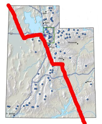 map of Utah with a graph image going downward