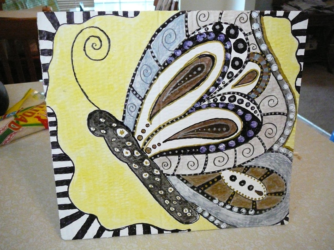 CeeJay's Journal painting on cardboard