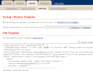 Blogger Edit html Blogger html Cara Mengganti Template Blogger dan Customisasi Widget